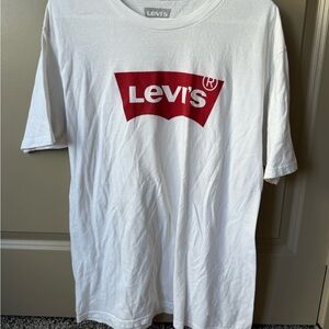 Levi's White Short Sleeve Tee with Red Batwing Logo